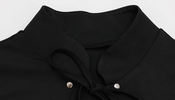 Huhugirl Fashion 2026 New T-Shirts Tees Tops Hollow Out Solid Slim Sleeveless Half High Collar Party Dark Club Street Style Chic