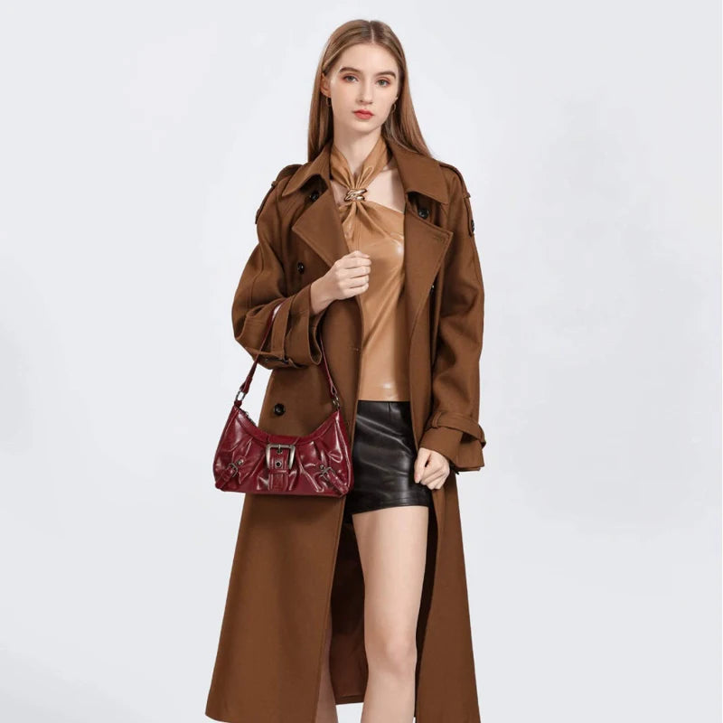 Y2K Retro Pleated Hobo Shoulder Bag for Women Hot Selling Maillard Style Underarm Bag Clutch Handbags for Travel Work Shopping
