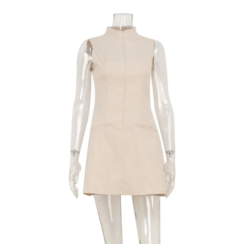 Berenike Keyhole Mock-Neck Sleeveless Sheath Mini Dress