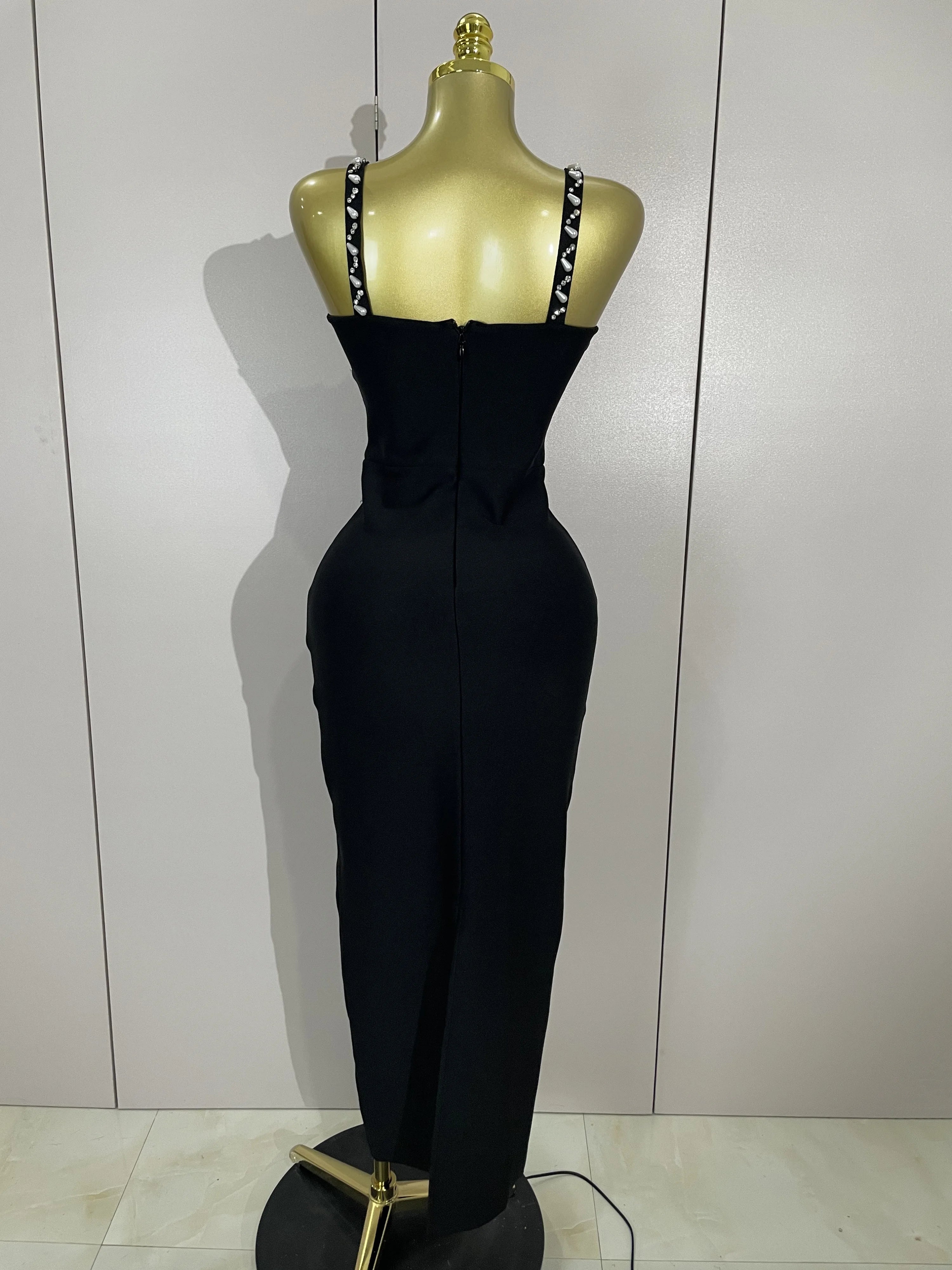Primrose Beaded Backless Bandage Maxi Dress