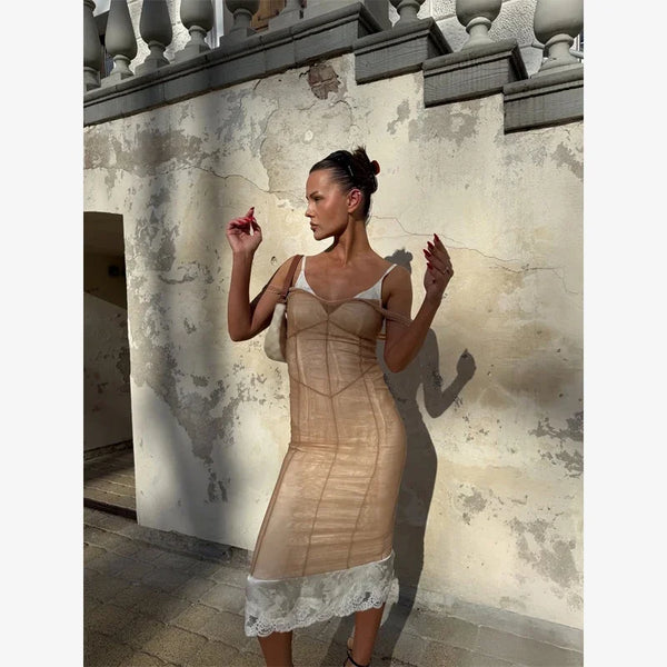 Opal Lace Mesh Maxi Dress