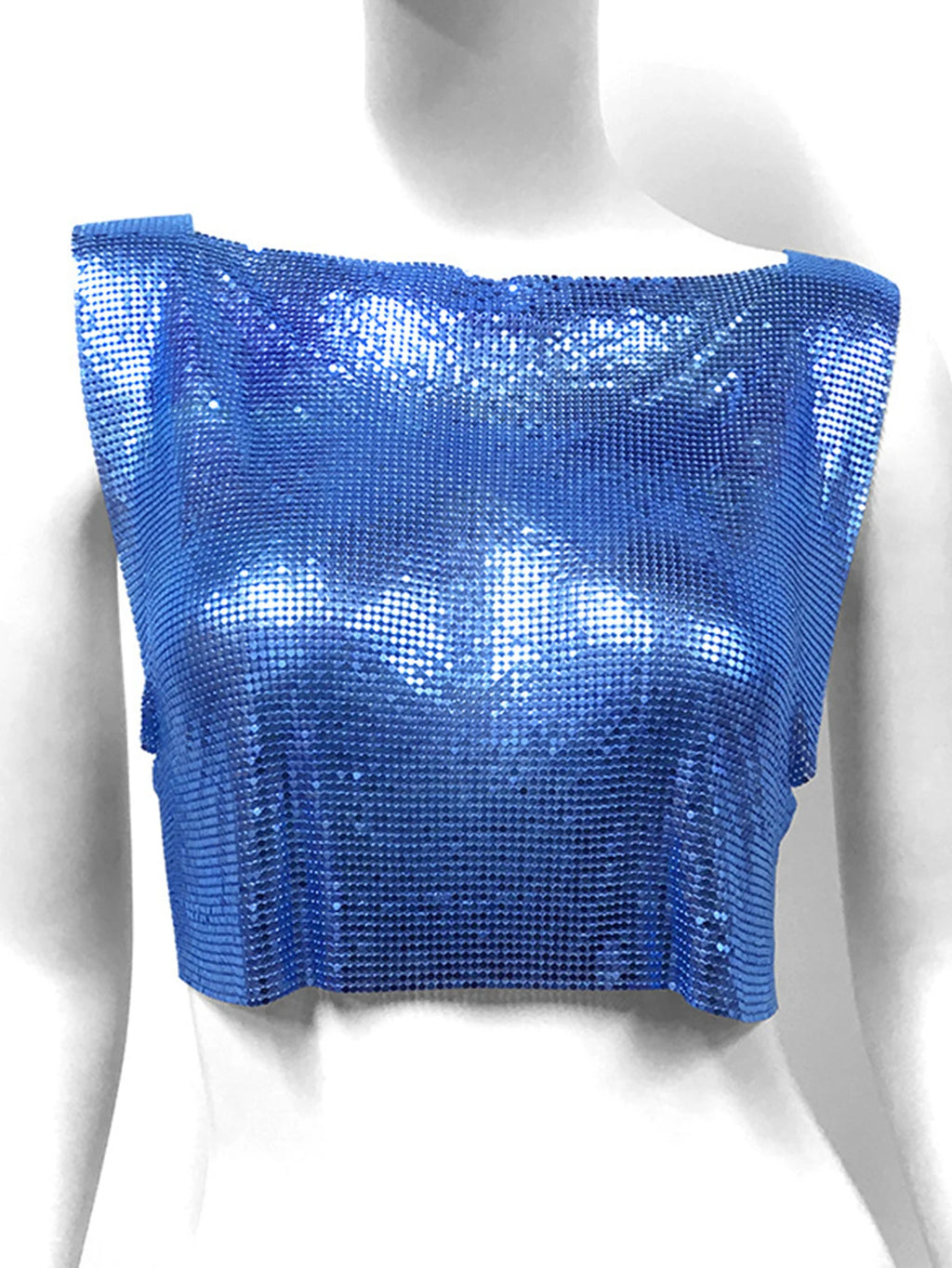 Yvette Metal-Sequin Cropped Tank Top One-piece