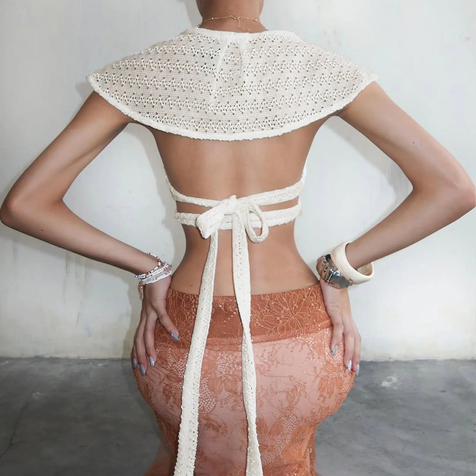 Soraya Knit Flutter-Sleeve Crop Top One-piece