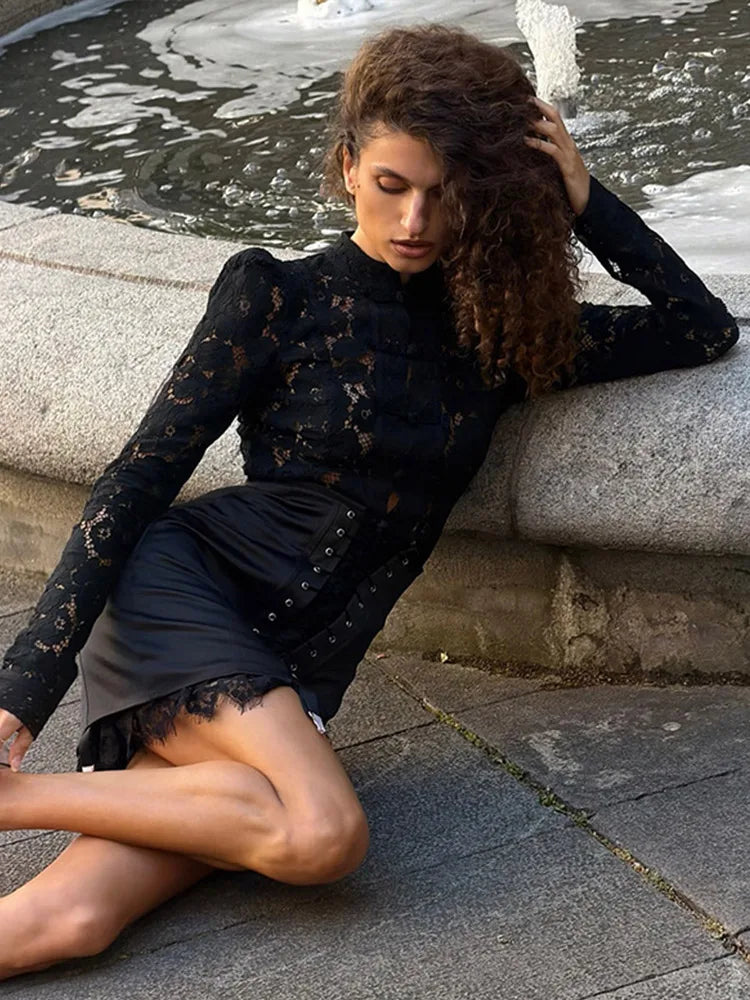 Solene Bodycon Lace Mini Skirt One-piece
