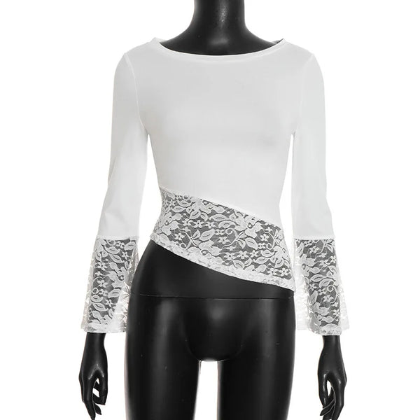 Alina Ivory Lace Flare Sleeve Top