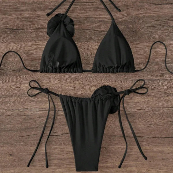 Amara 3D Floral Halter Bikini Two-piece