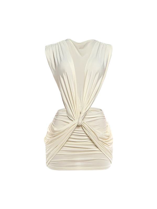 Cambria Deep-V Ruched Cutout Mini Dress