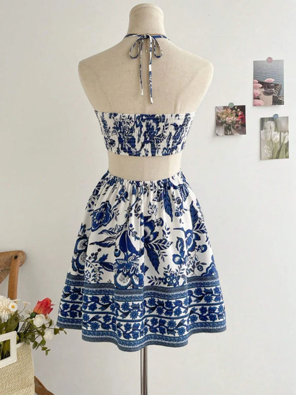 Jolie Blue Floral Halter Midi Dress