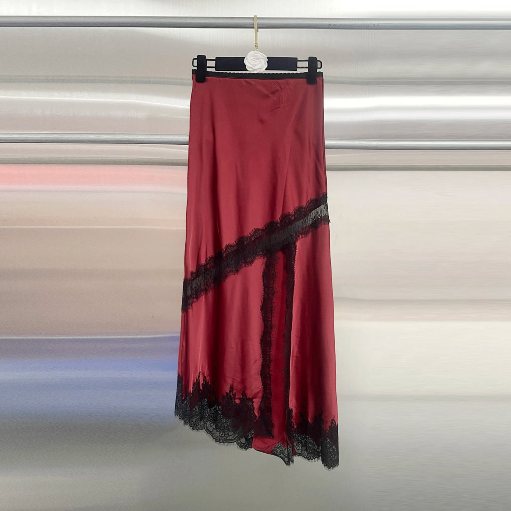 Fabienne Lace Cutout Asymmetrical Midi Skirt One-piece