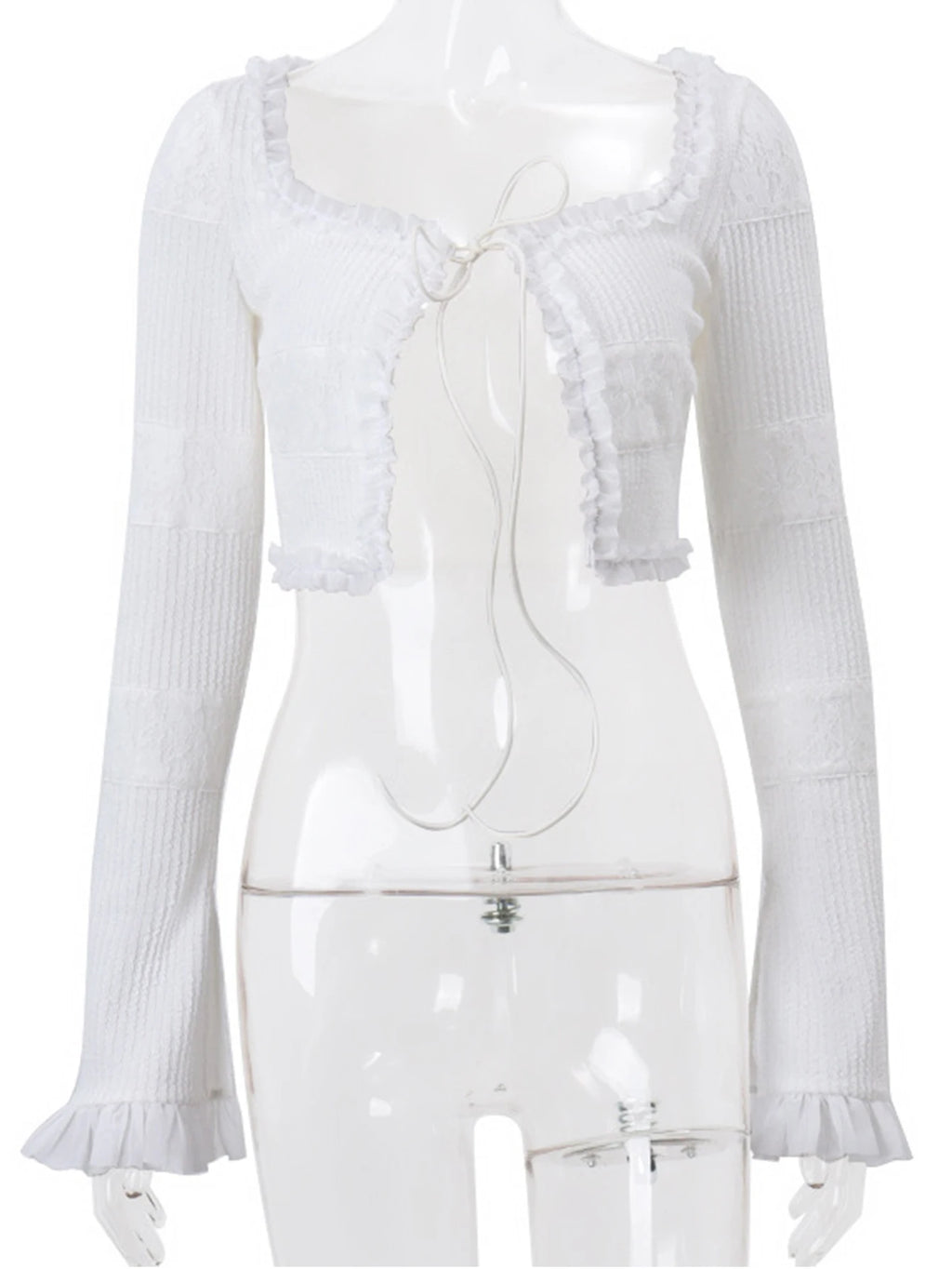Lavinia Knit Lace-Up Long-Sleeve Skirt Set Two-piece
