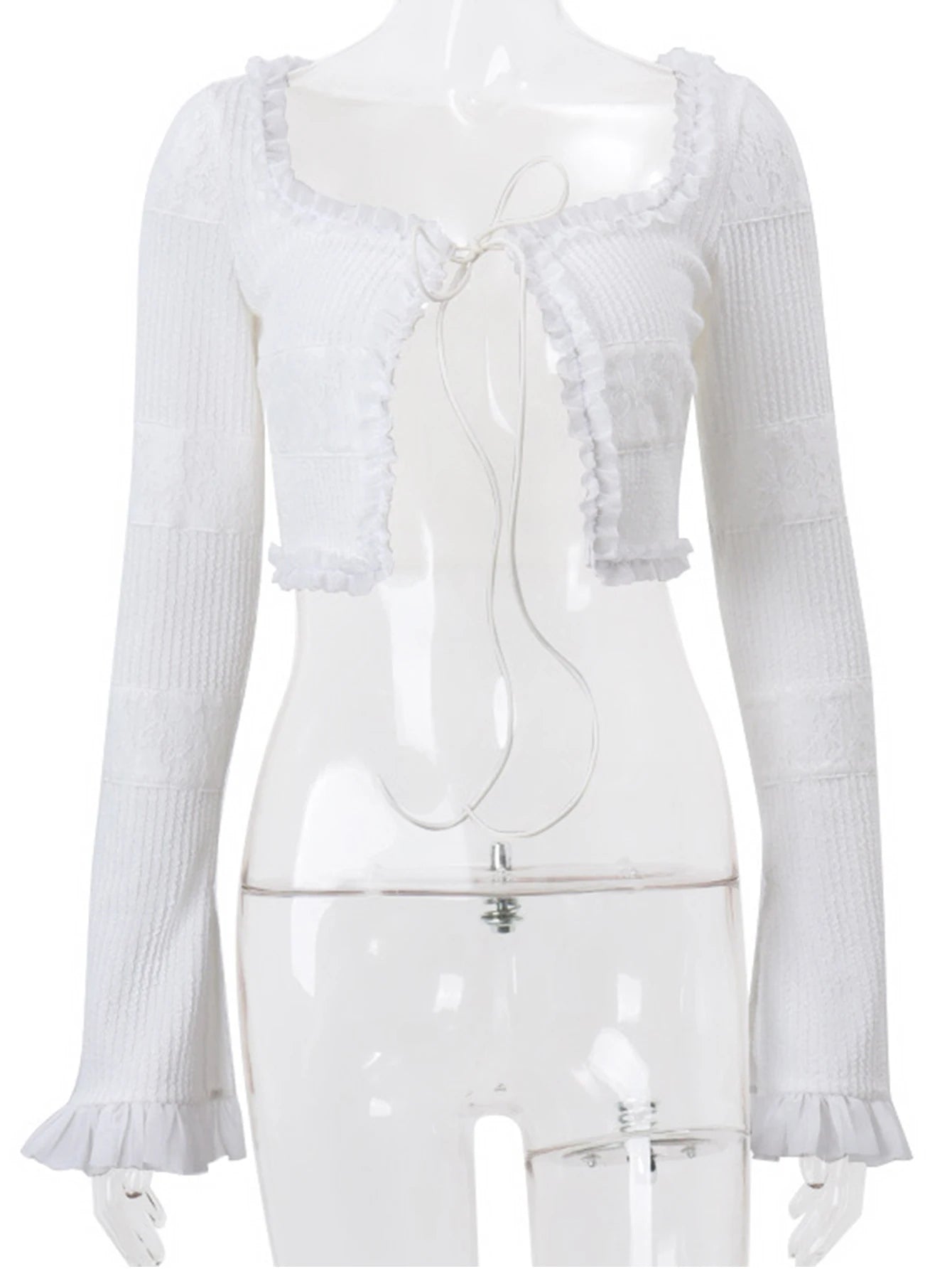 Lavinia Knit Lace-Up Long-Sleeve Skirt Set Two-piece