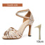 DKZSYIM Rhinestone Latin Dance Shoes Female Latin Salsa Girl Casual Shoes Black Bronze Skin Shiny Ballroom Dance Shoes Sandals