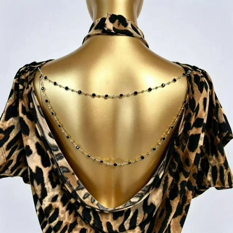 Cleo Mock-Neck Backless Chain Latin Dance Top One-piece Secondary image