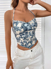 Isla Bleu Porcelain Halter Corset Top