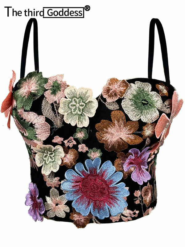 Sexy halter corset crop top women clothing 2026 summer cropped flower bustier bra tank top hotwife rave outfits club party tops