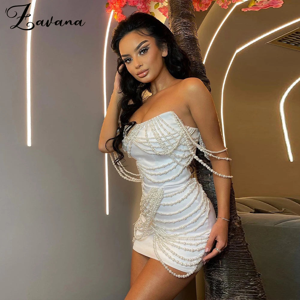 Odessa Beaded Scoop-Neck Homecoming Mini Dress