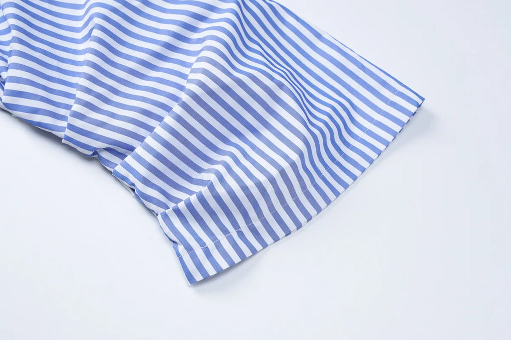Bexley Striped Off-Shoulder Shorts Set Two-piece
