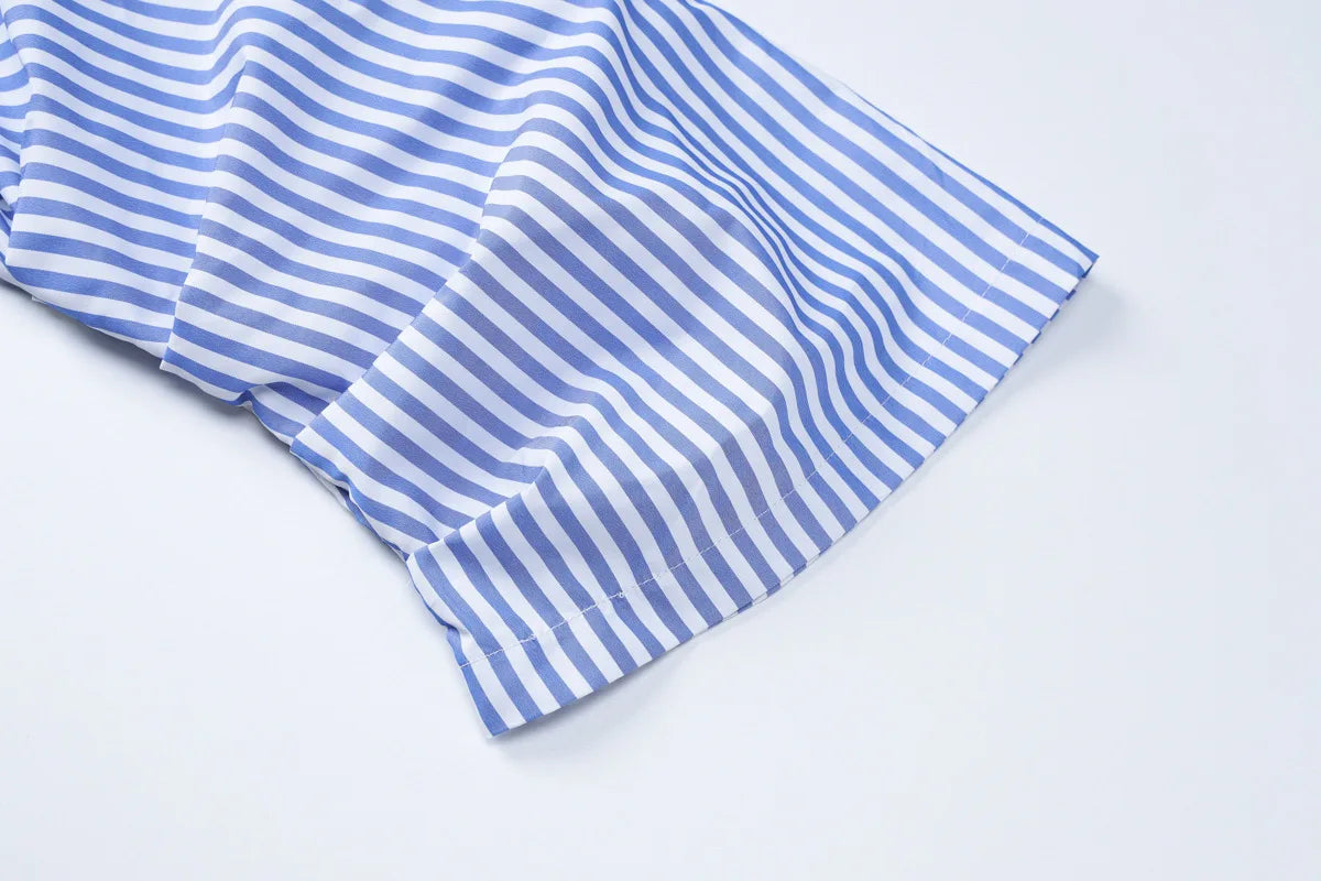Bexley Striped Off-Shoulder Shorts Set Two-piece