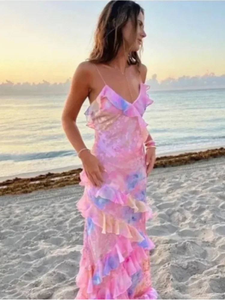Aurelia Ruffle Asymmetric Maxi Dress
