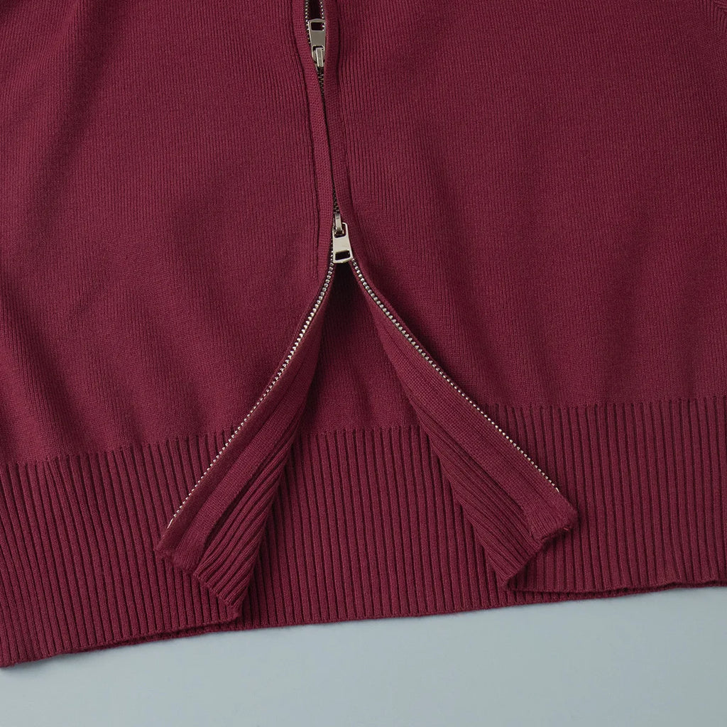 Sigourney Knit Zip-Up Cropped Cardigan & Wide-Leg Pants Two-Piece Set