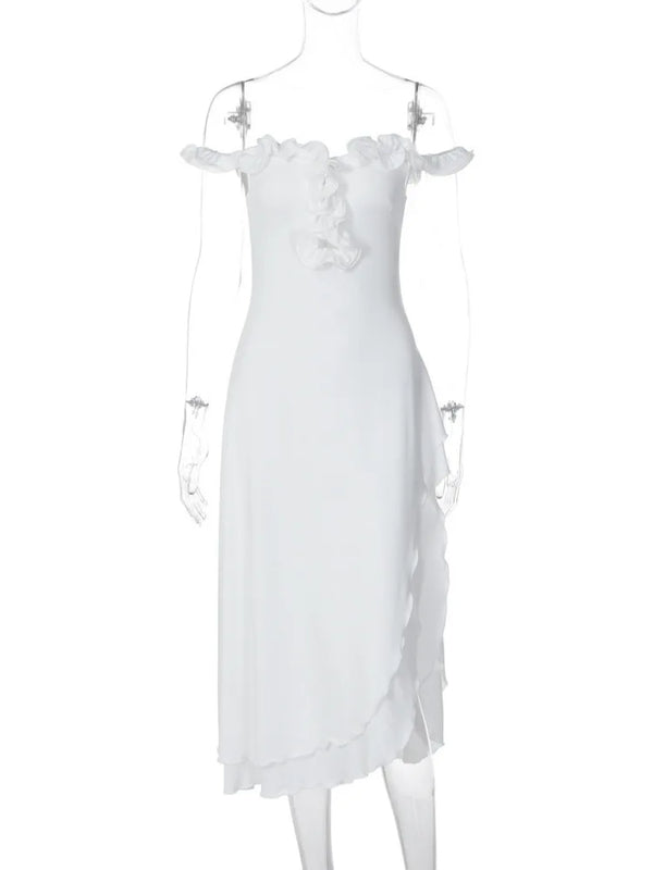Isadora Cutout Off-Shoulder Ruffle Midi Dress