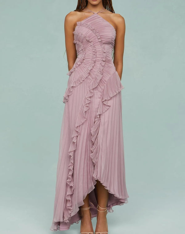 Arabella Tiered Pleated Ruffle Maxi Dress