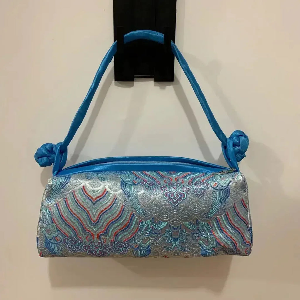 Jade Garden Embroidered Satin Shoulder Bag