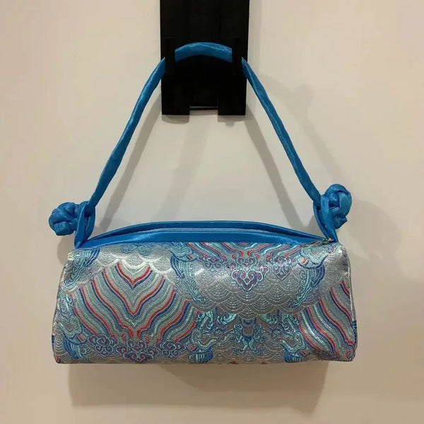 Jade Garden Embroidered Satin Shoulder Bag