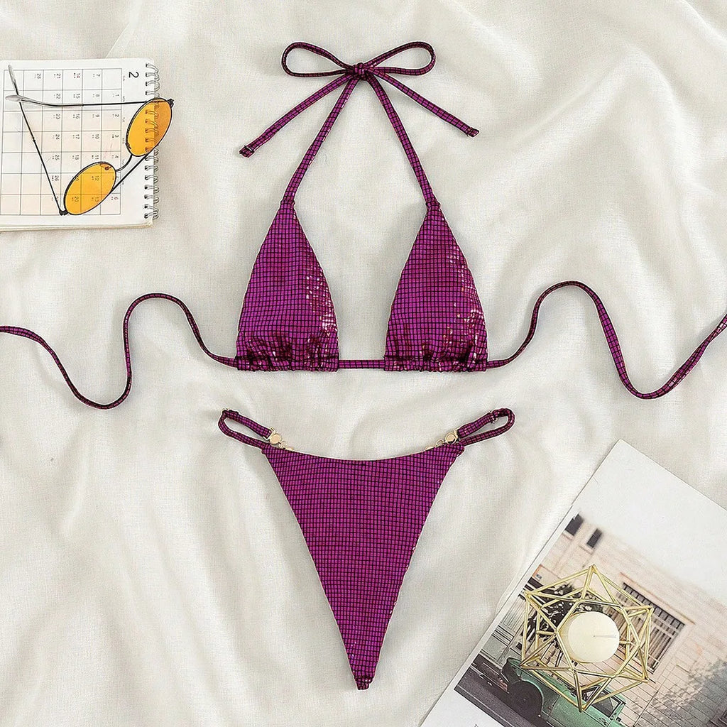 Elysia Rhinestone String Micro Bikini Two-piece