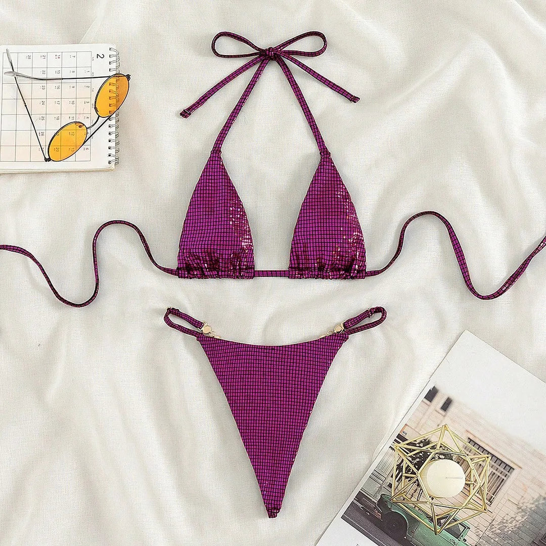 Elysia Rhinestone String Micro Bikini Two-piece
