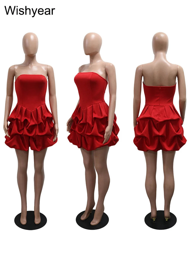 Reverie Strapless Ruffle Bubble Mini Dress