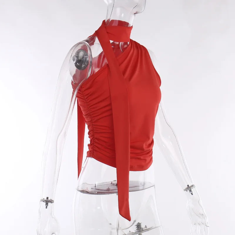 Valentina Ruched Halter Scarf Top