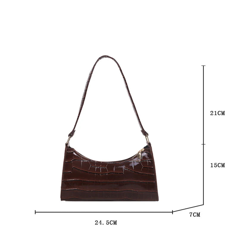 Coralie Croc-Embossed Faux-Leather Baguette Shoulder Bag
