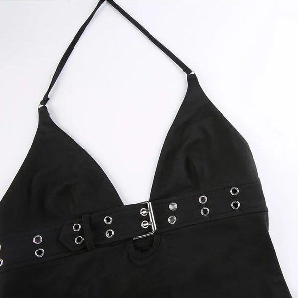 y2k Bandage Crop Top Black Backless  Top Lace Up Cute Party Beach Summer Sweats Women Retro Basic Mini Vest Punk