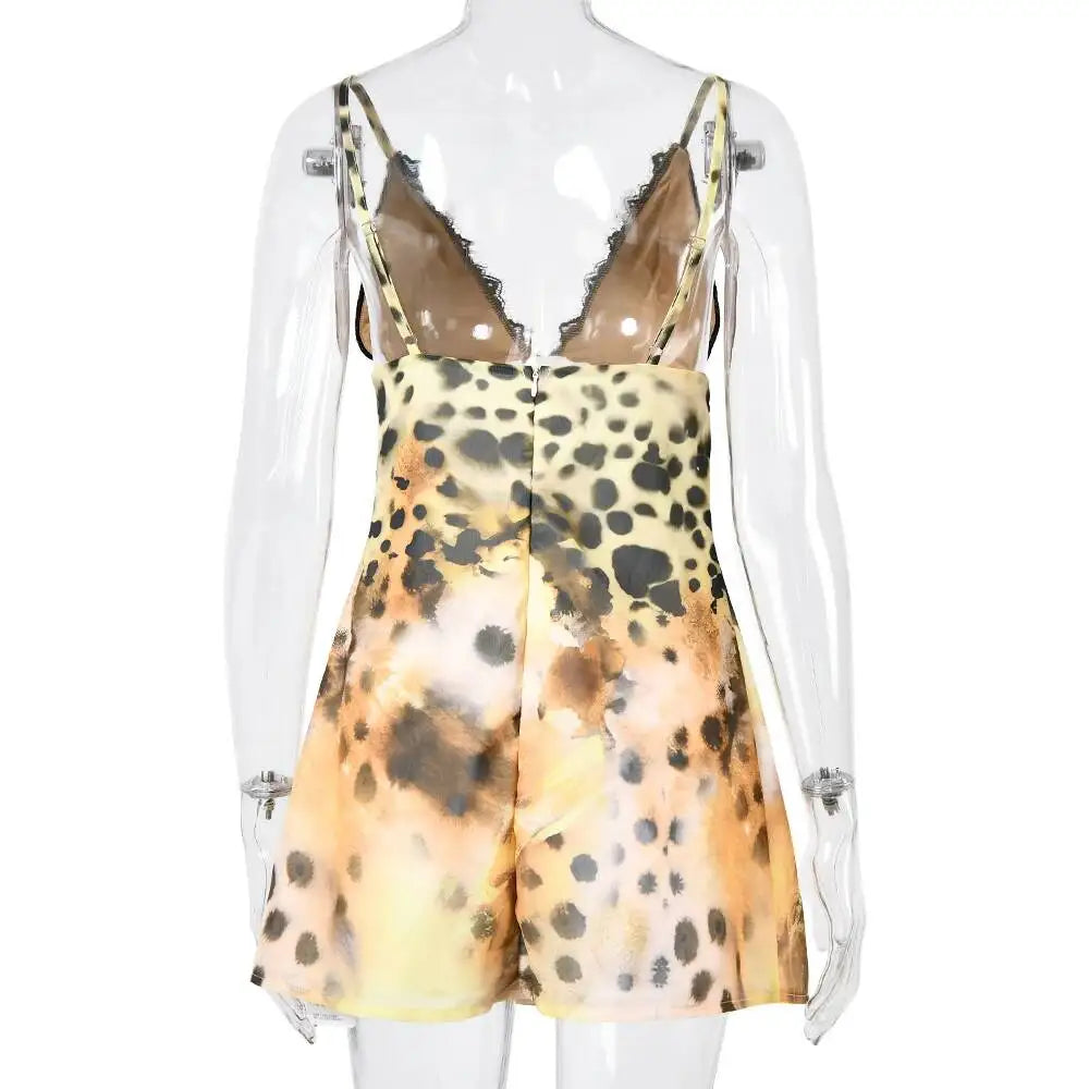 Giselle Leopard Lace A-Line Mini Dress