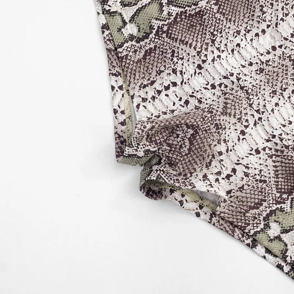 Zaria Snake-Print Halter Shorts Set Two-piece