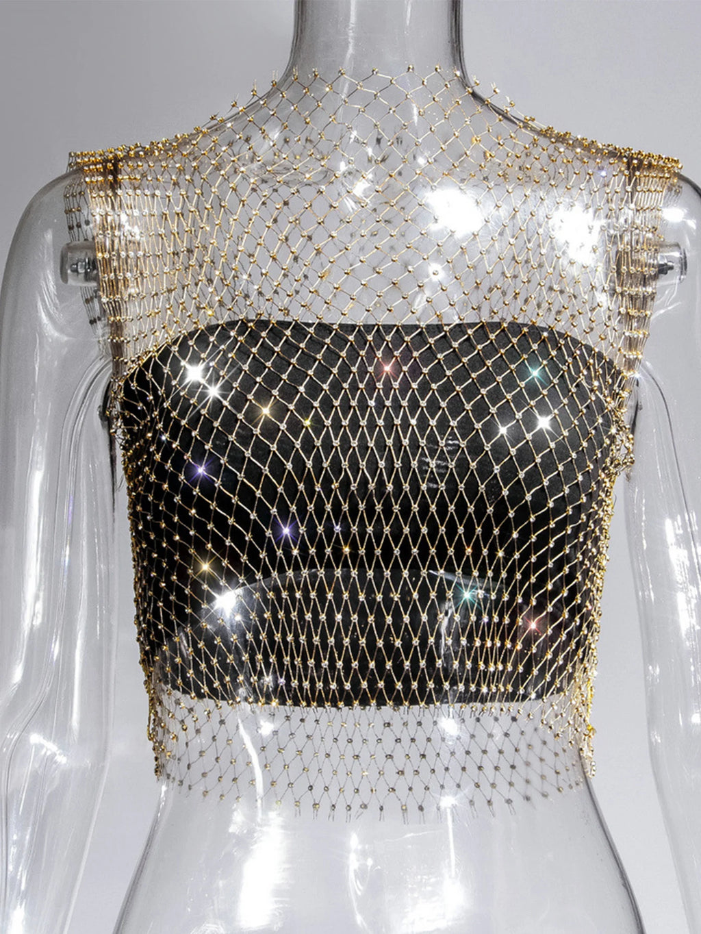 Naomi Rhinestone Mesh Festival Top