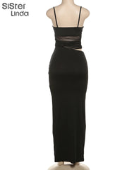 Scarlett Noir Sheer Wrap Maxi Dress