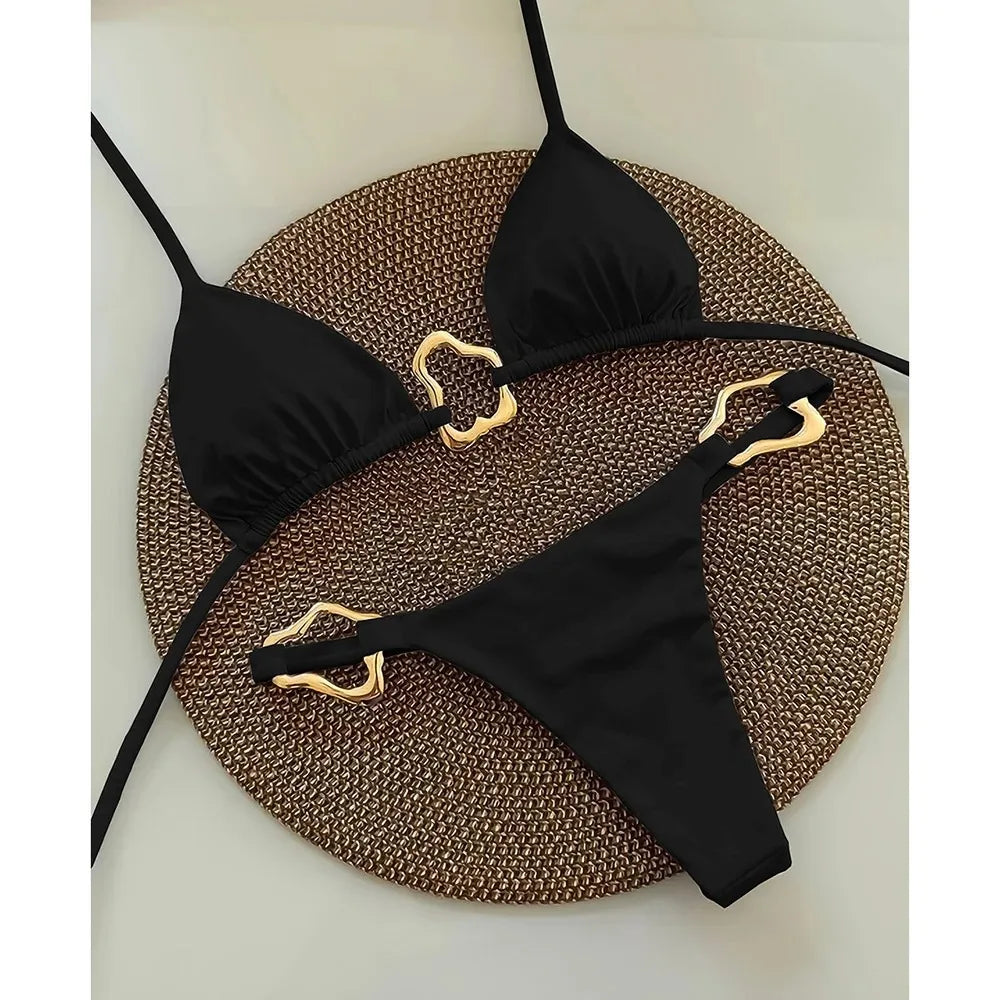 Maya Lace-Up Solid Bikini Two-piece