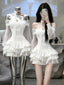 Blanka Sheer Long-Sleeve Tiered Ruffle Mini Dress