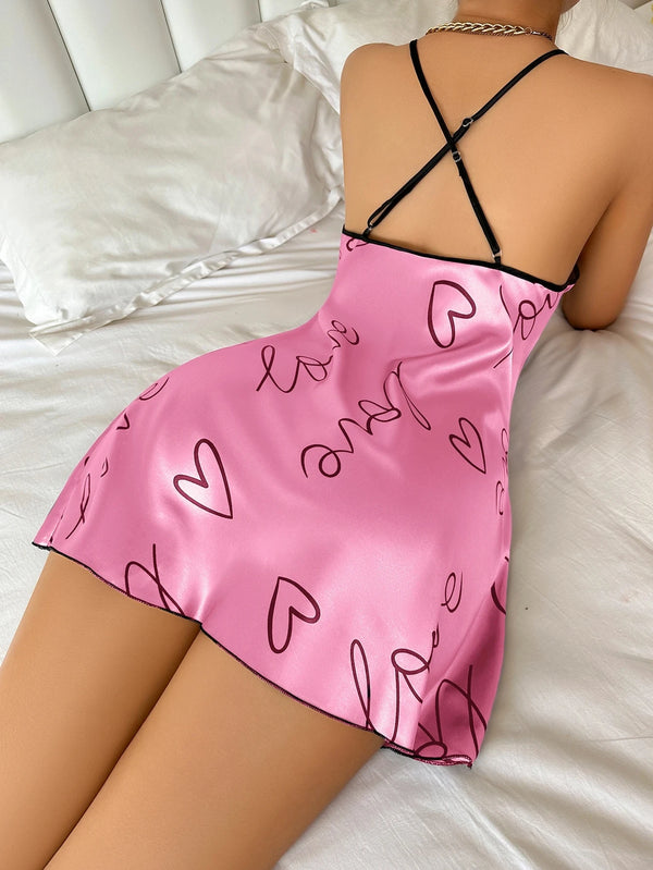 Cora Heart-Print Sleep Dress One-piece