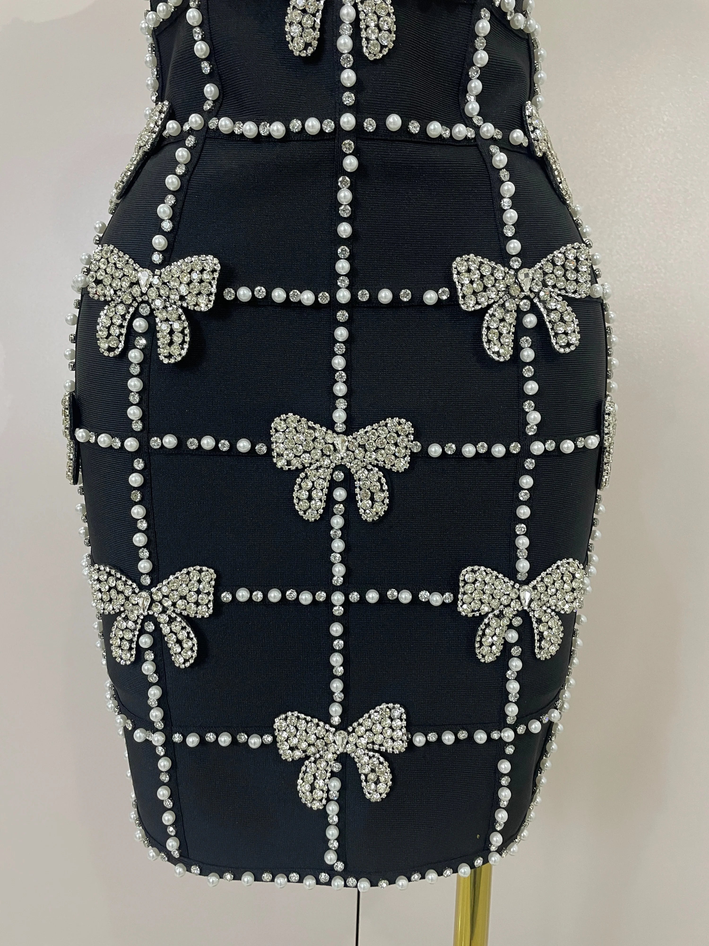 Felicity Pearl Bow Bodycon Mini Dress