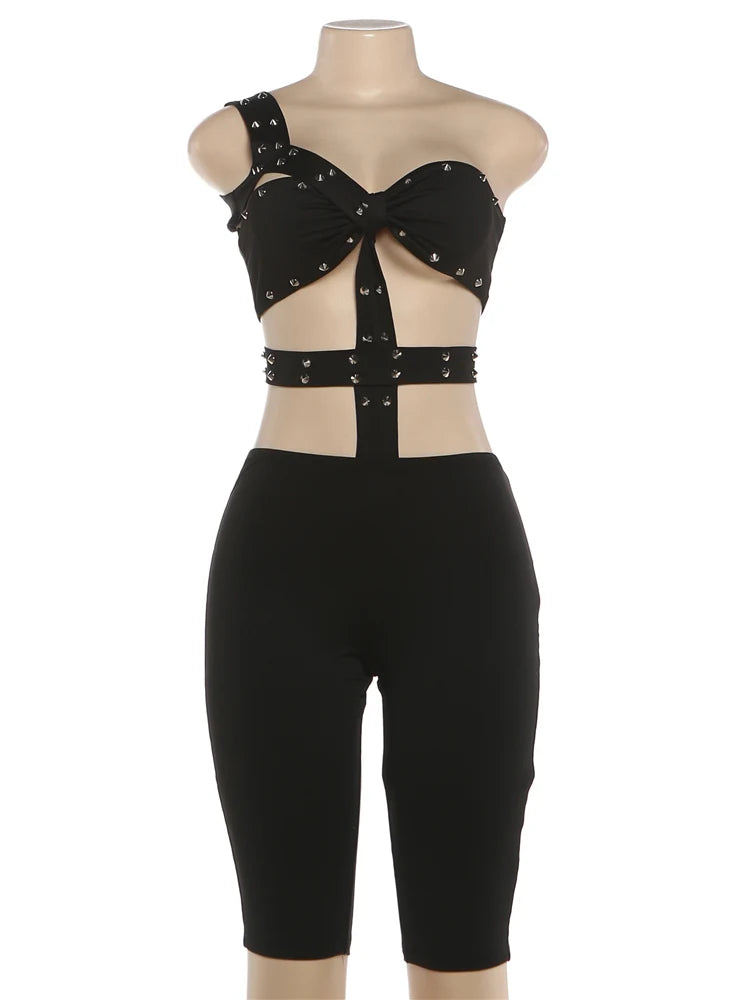 Riviera Studded Halter Romper One-piece