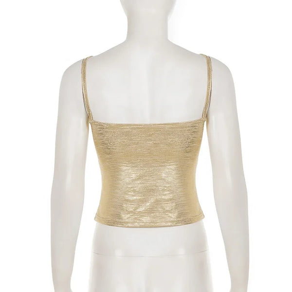 Goldie Metallic Square-Neck Cami Top One-piece