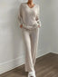 Cordula Ribbed Knit V-Neck Sweater & Wide-Leg Trousers Two-piece