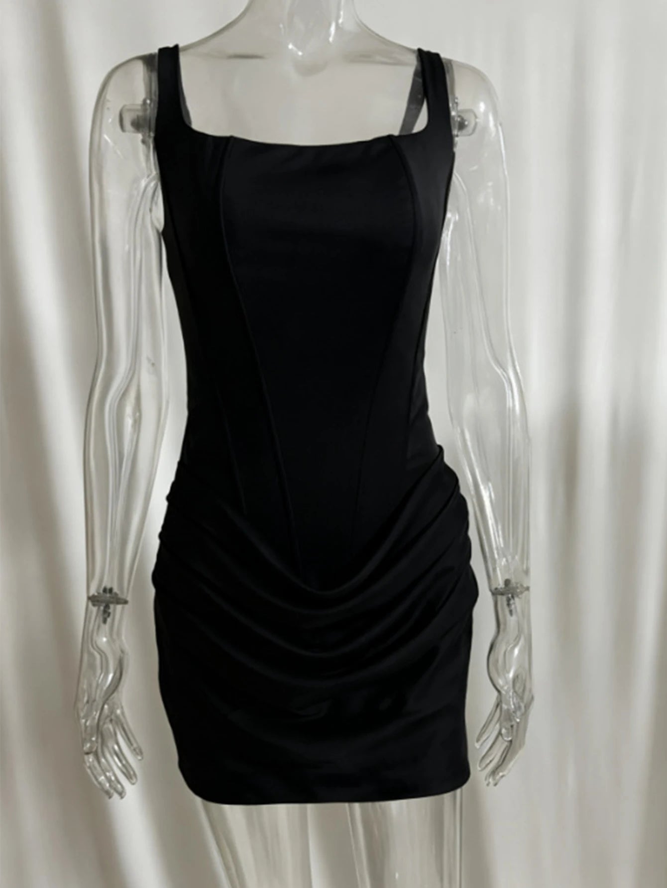 Alina Ruched Backless Spaghetti-Strap Mini Dress