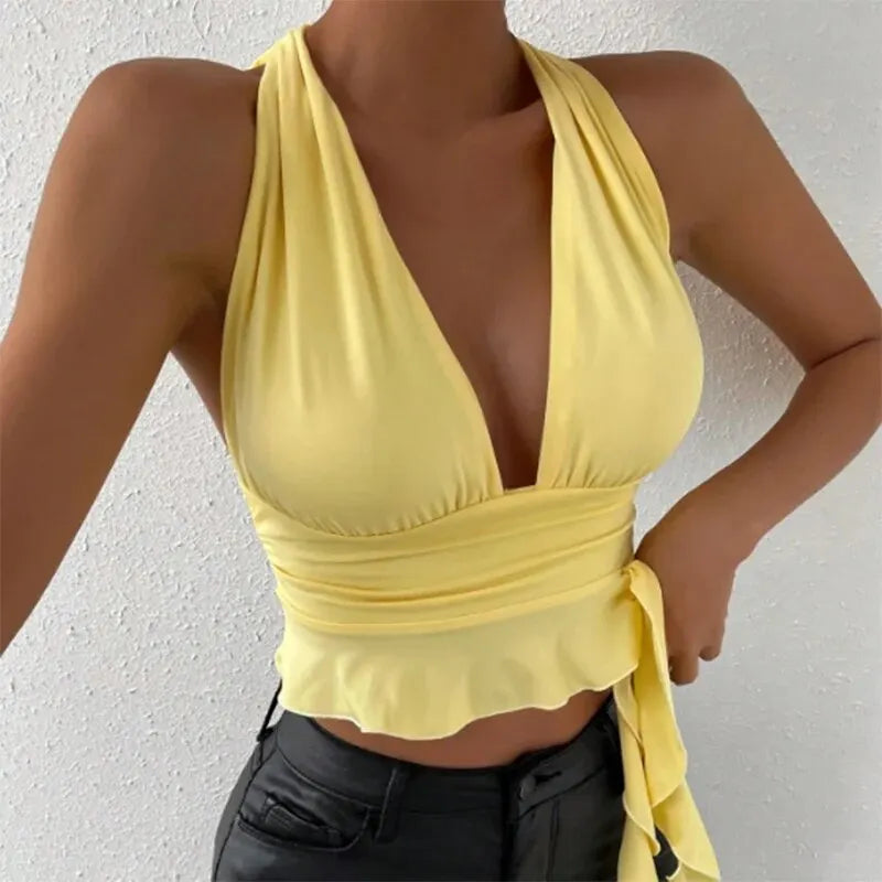 Luna Soleil Halter Tie Wrap Top One-piece