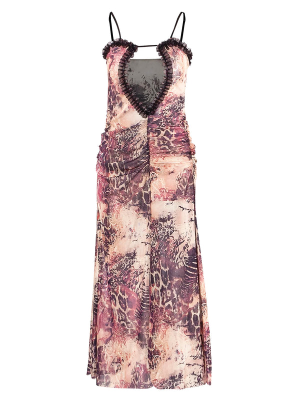 Alina Sheer Lace-Up Beach Maxi Dress