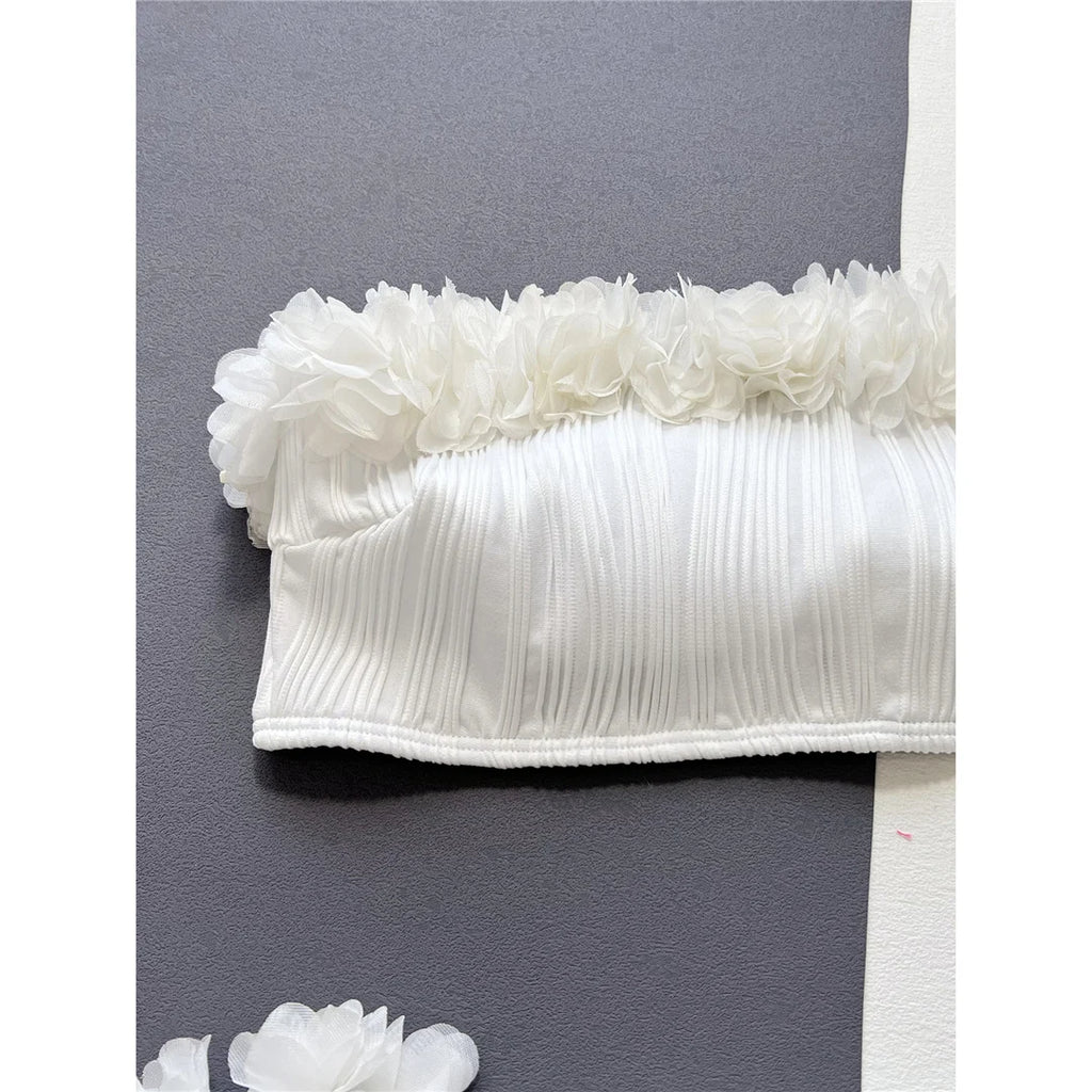 Amara White Ruffle Bandeau Bikini Two-piece