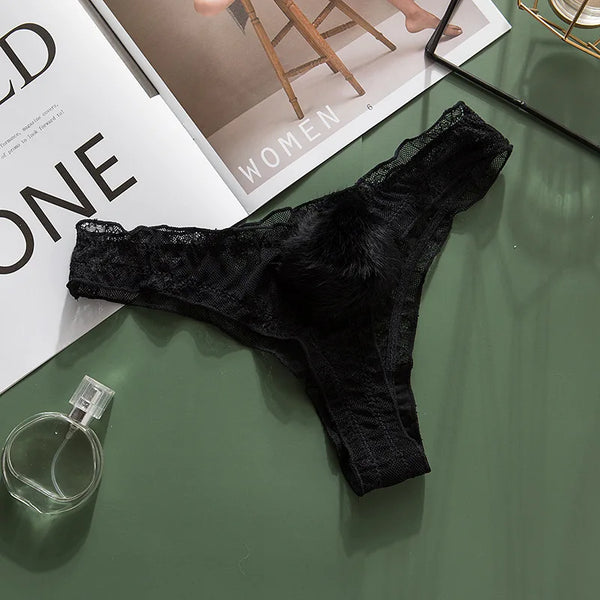 Colette Lace Mesh Bunny-Tail Panty Lingerie One-piece